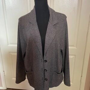 East 5th gray herringbone jacket with collar